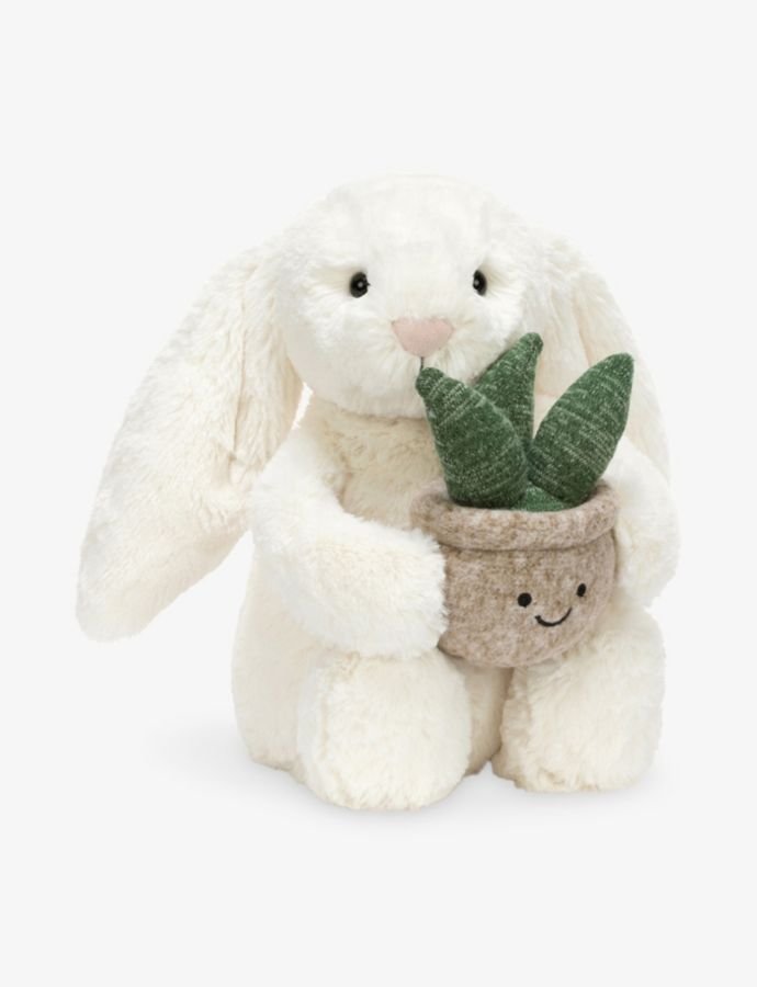 Cream Bunny With Plant Soft Toy 31cm