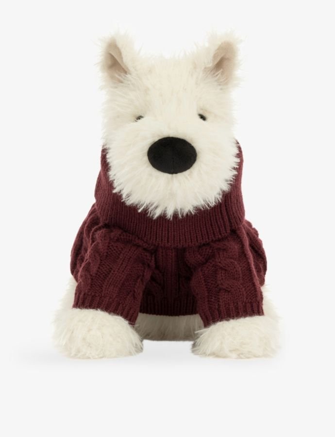 Munro Scottie Dog Winter Jumper Outfit Soft Toy 25cm
