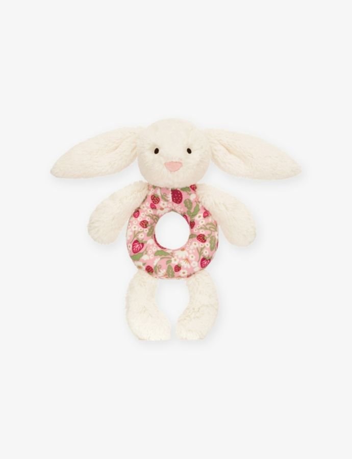 Blossom Bunny Berry Faux-Fur Ring Rattle Soft Toy 18cm